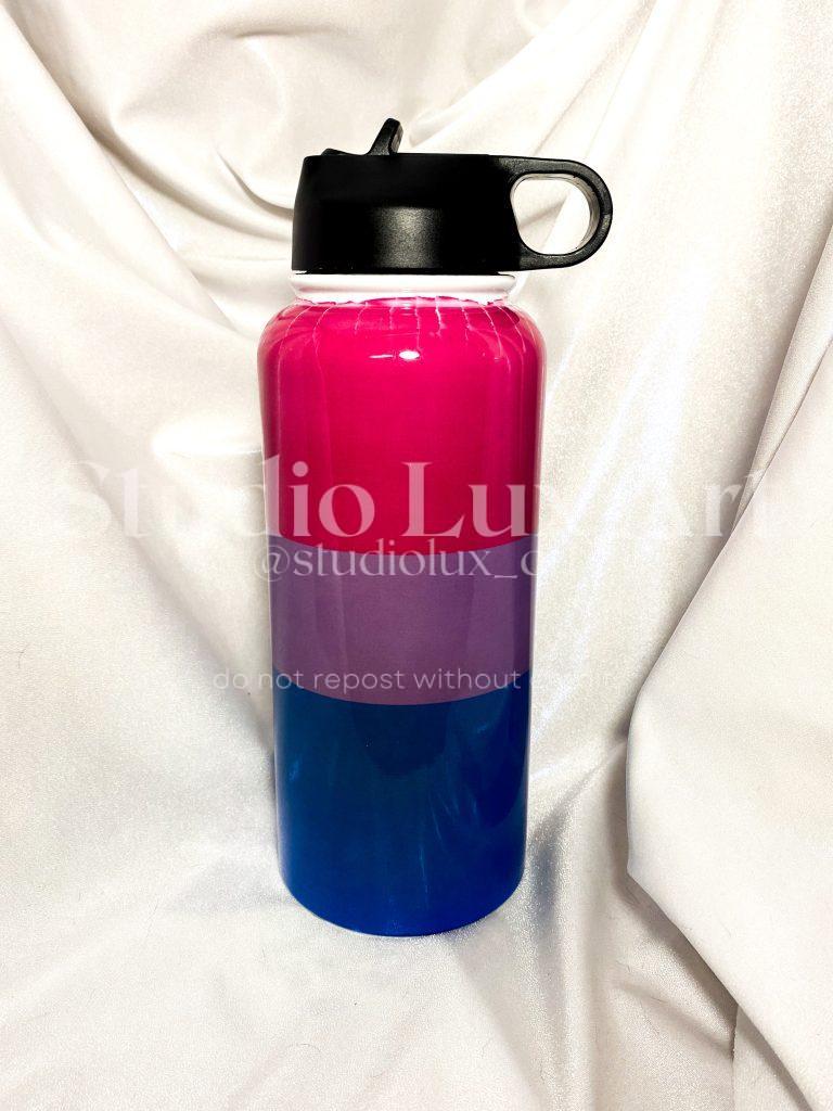 bisexual pride flag water bottle 32oz stainless steel sublimation