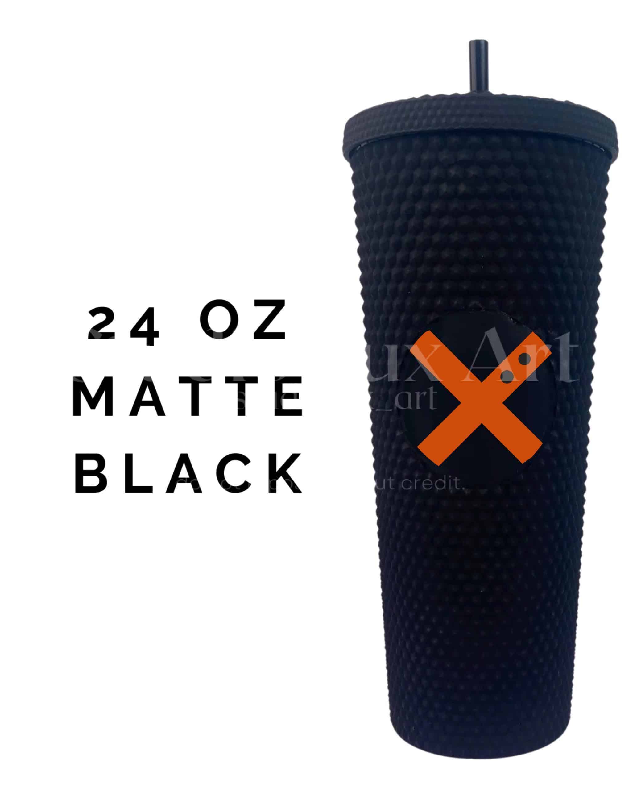 24oz Matte Black Studded Tumbler with Straw and Lid, Reusable
